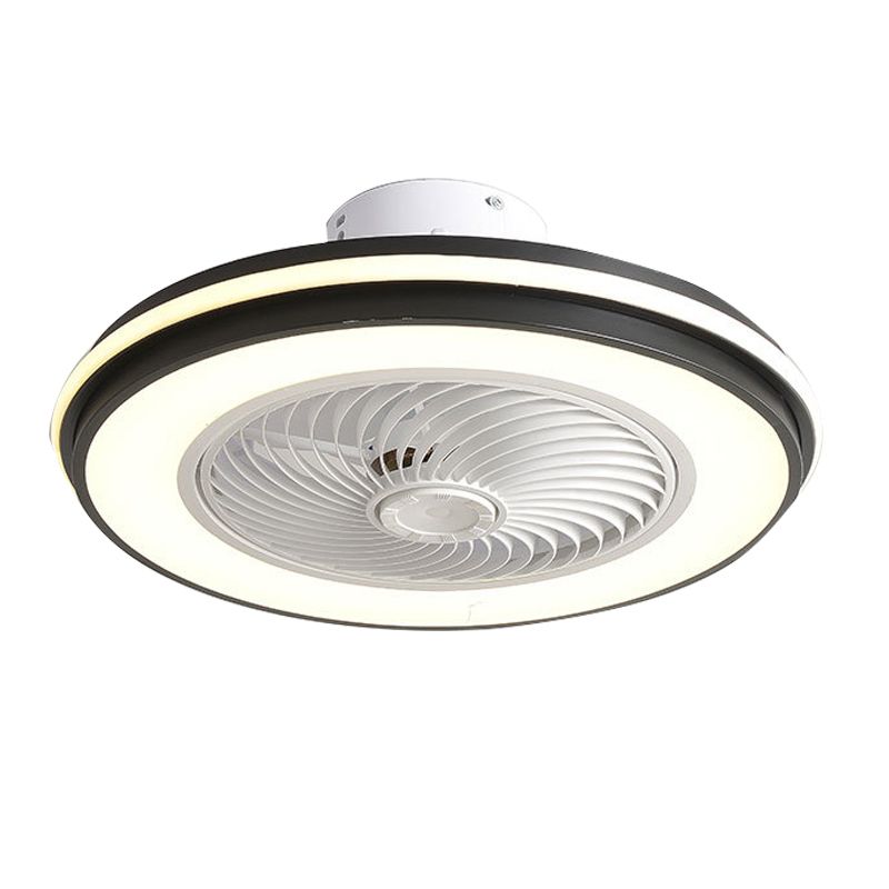 Rounded Ceiling Fan Lamp Bedroom Metal Nordic Style LED Semi-Flush Mount Light