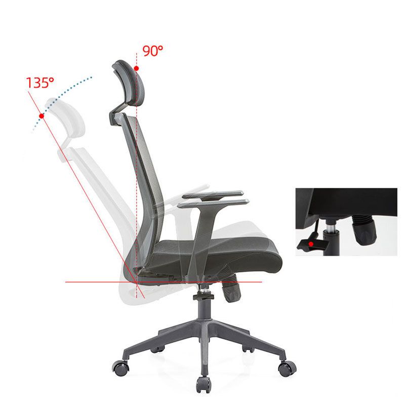 Modern Fixed Arms Chair with Wheels Mid-back Task Chair Mesh Desk Chair