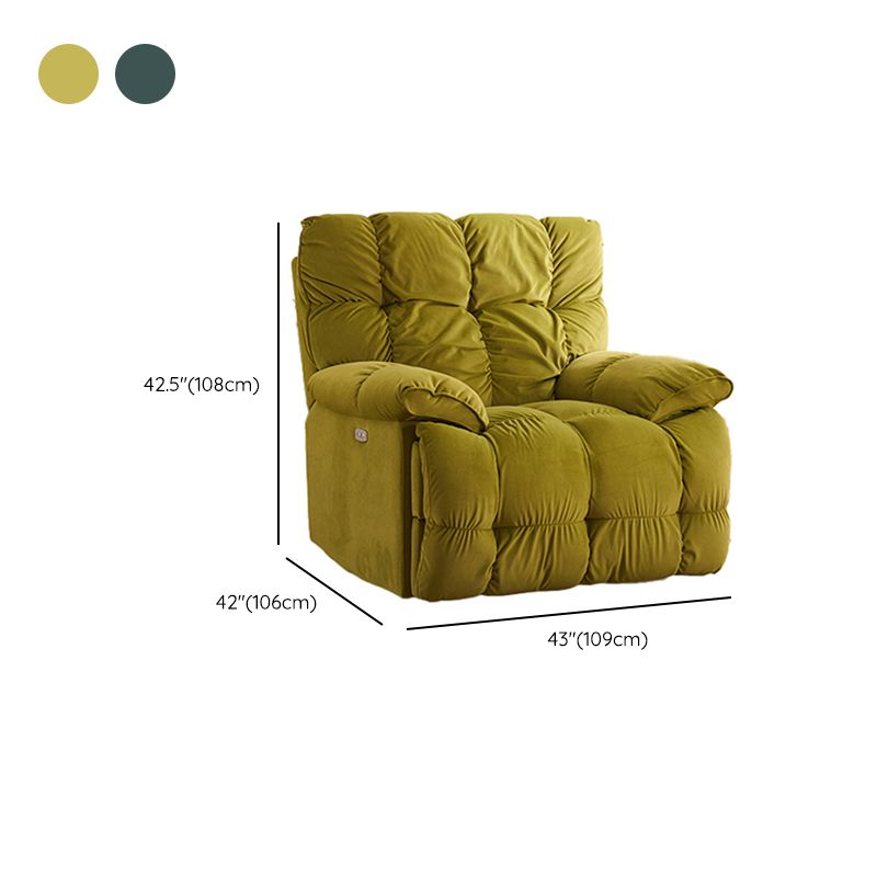 Modern Velvet Recliner Chair Solid Color Standard Recliner with Position Lock