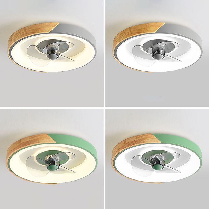 Geometric Nordic LED Ceiling Fan Metal and Acrylic Fan Lighting in Green / Grey / White