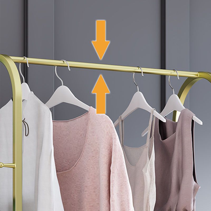 Modern Metal Coat Rack Solid Color Castors Clothes Hanger with Storage Shelving