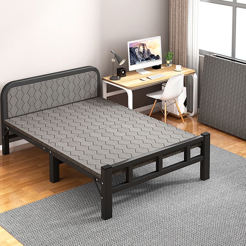 Metal Foldable Bed Frame with Headboard Modern Twin Bed with Mattress