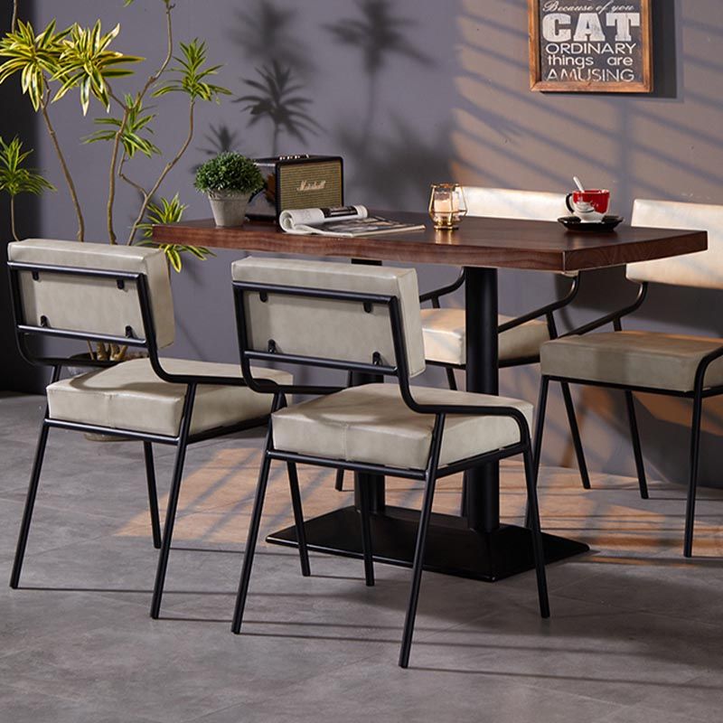 Industrial Open Back Dining Side Chair Leather Dining Chair in Matte Finish