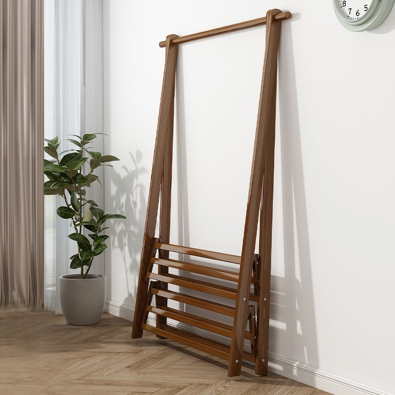 Solid Wooden Coat Rack Shelf Storage and Hanging Rail Coat Hanger