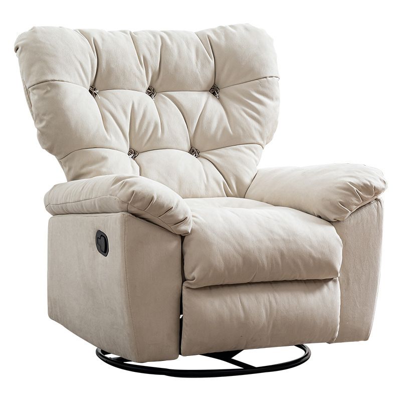 Metal Frame Standard Recliner with Tufted Back Solid Color Microsuede Recliner Chair