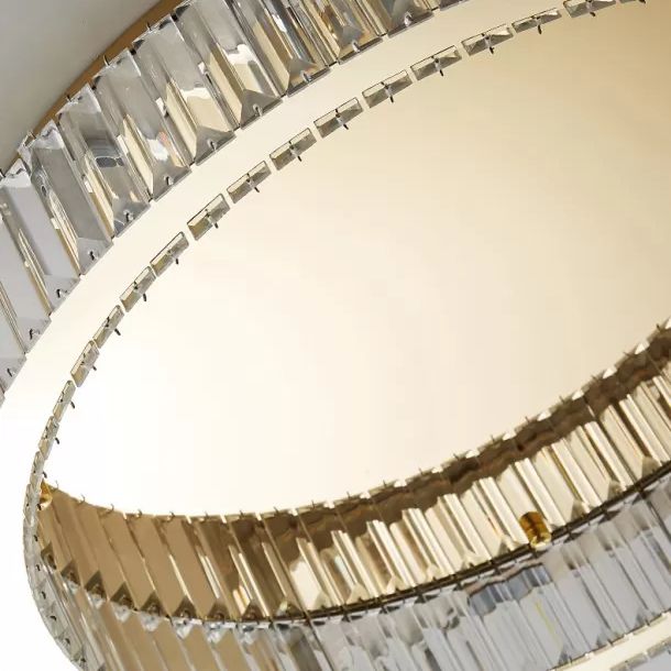 Circle Close to Ceiling Lighting Modern Crystal LED Gold Flush Mount Ceiling Light Fixture