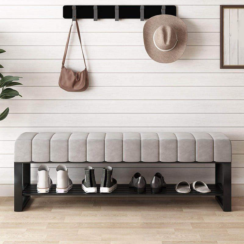 Metal Entryway Bench Modern Seating Bench with Shoe Storage , 13.65-inch W