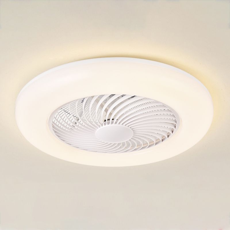 Round Ceiling Fan Light Modern Style Metal Single Light LED Flush Light