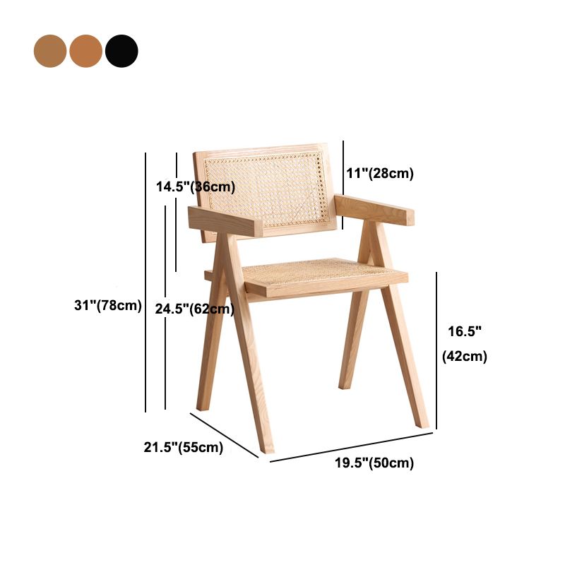 Modern Design Wicker Dining Chairs for Home Arm Open Back Side Chairs