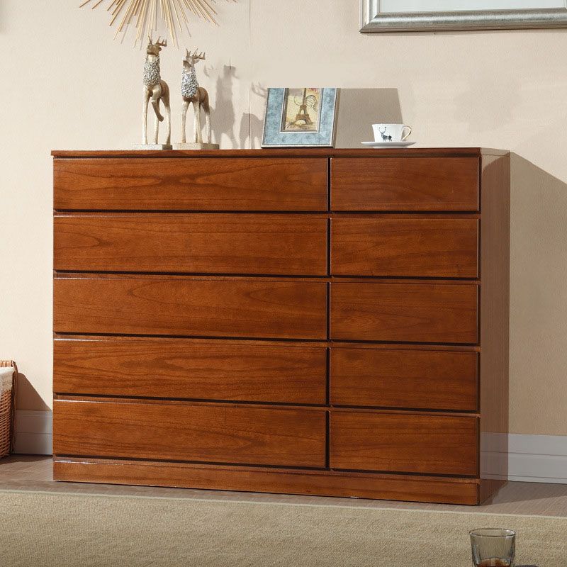 Wooden Double Dresser Modern Style Bedroom Storage Chest Dresser with Drawers