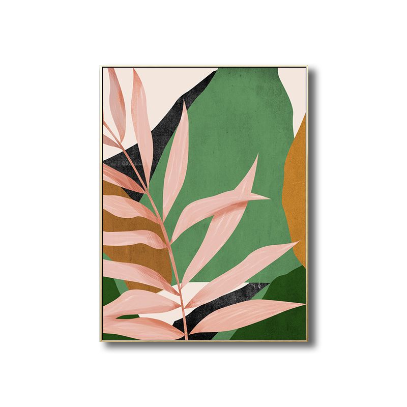 Nordic Botanics Leaf Wall Art Canvas Textured Green Wall Decor for Child Bedroom