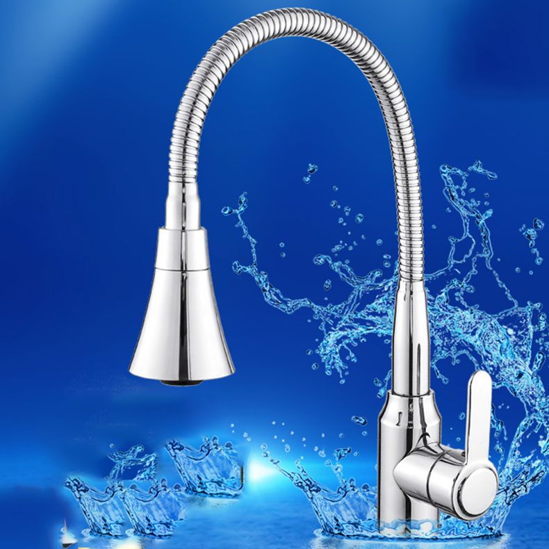 Contemporary Standard Kitchen Faucet Metal Kitchen Faucet with One Handle