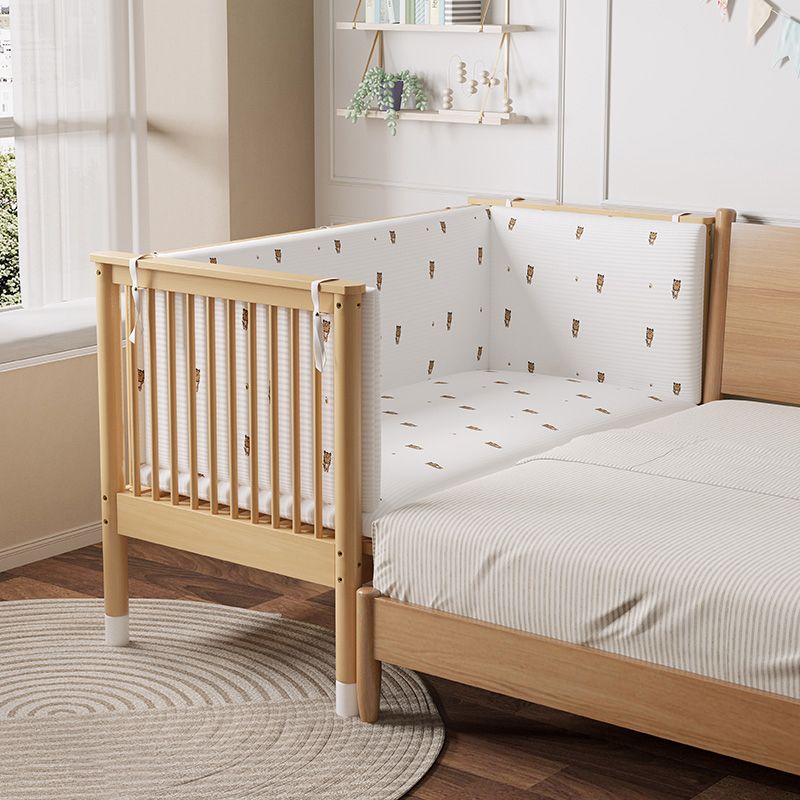 Glam Nursery Bed Beech Washed Natural with Guardrail Nursery Crib