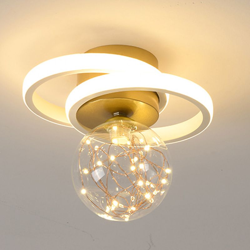 Ball Shape LED Ceiling Lamp Modern Iron 3 Lights Flush Mount for Living Room Corridor