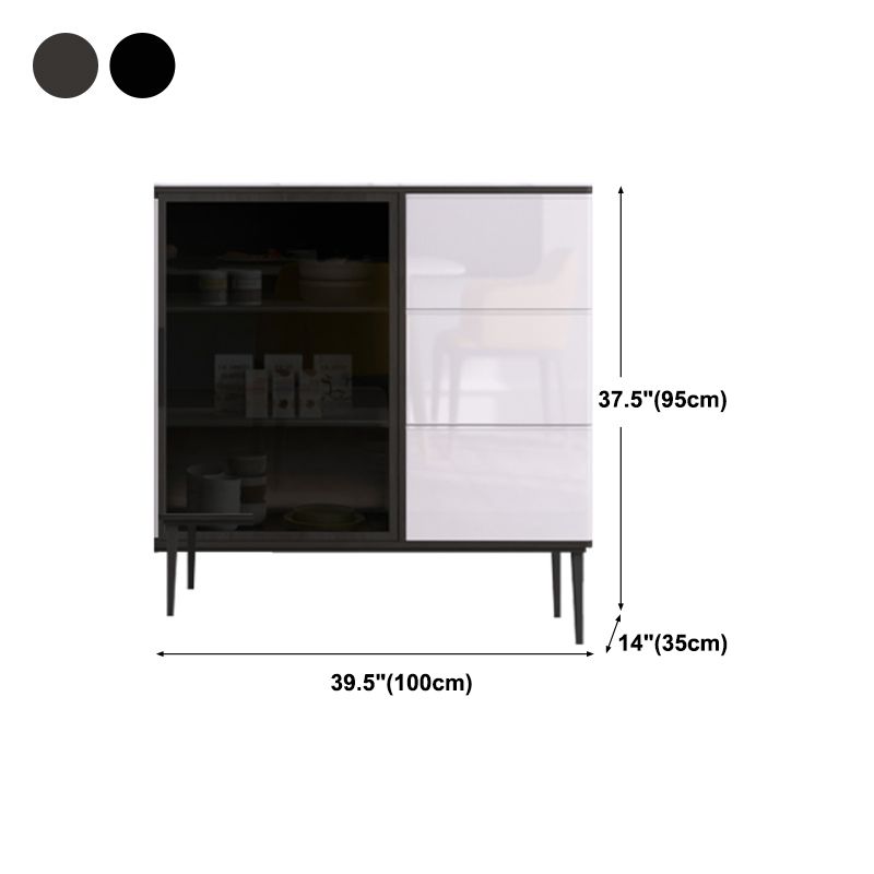 3-Drawer Engineered Wood Sideboard Modern Adjustable Shelving Credenza