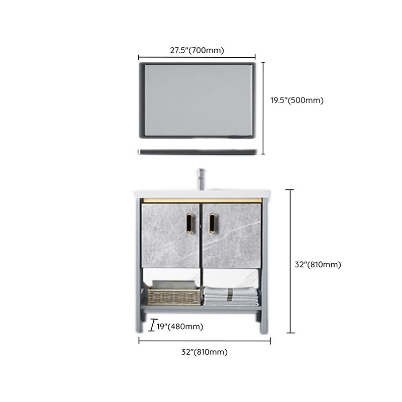 Modern Aluminium Faucet Included Bathroom Sink Vanity with Soft Close Door