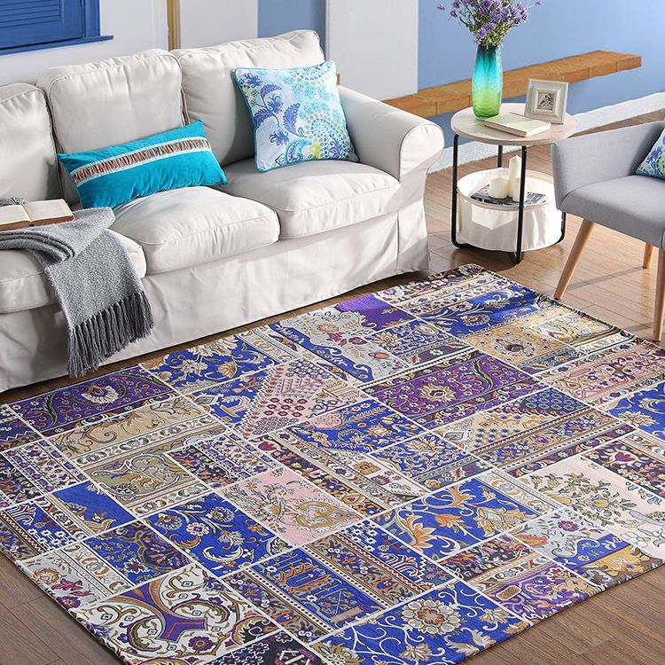 Special Florentine Tile Carpet Multicolor Polyester Rug Anti-Slip Backing Carpet for Living Room