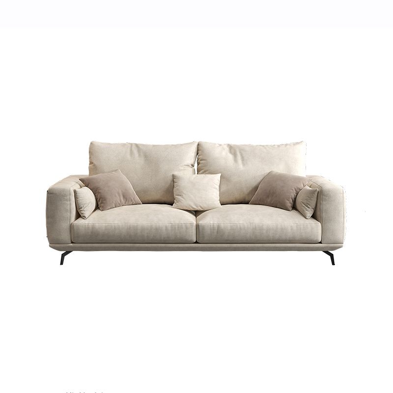 Contemporary White Faux Leather Sofa & Chaise Loose Back Sofa - 36.22" H