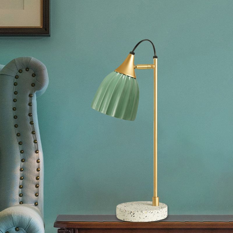 Porcelain Dome Desk Lamp Kids Style 1 Light Night Lighting with Adjustable Joint Design in Pink/Blue/Green