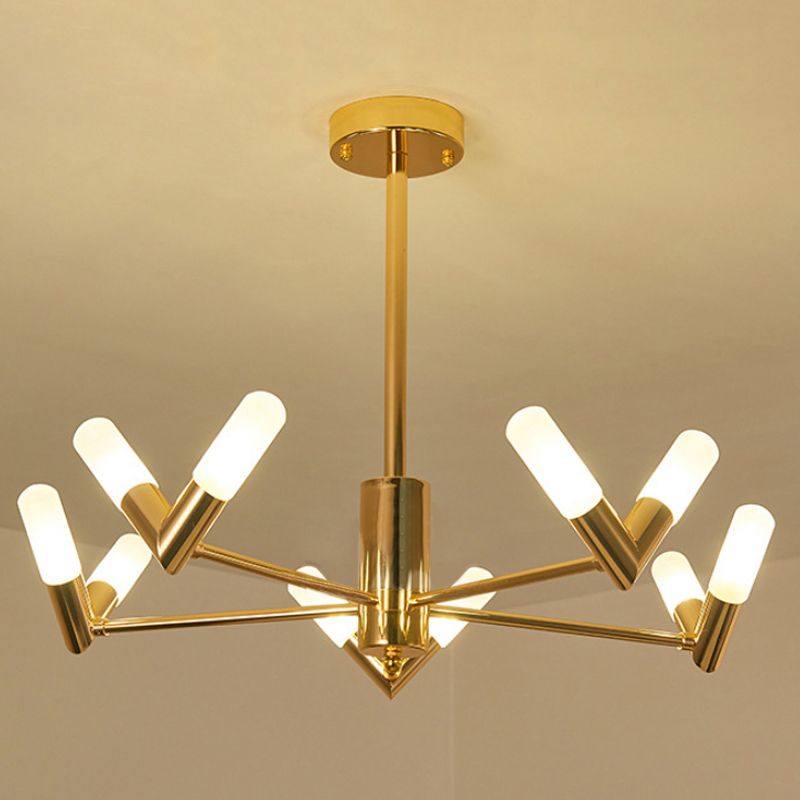 Modern Tube Ceiling Chandelier Metal 10/30 Lights Dinging Room Hanging Ceiling Light in Brass