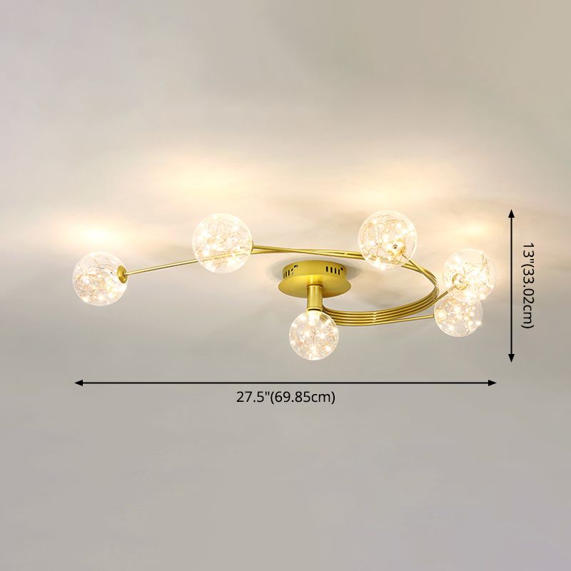 Modern Clear Glass Flush Light Fixtures Spherical Flush Mount for Bedroom