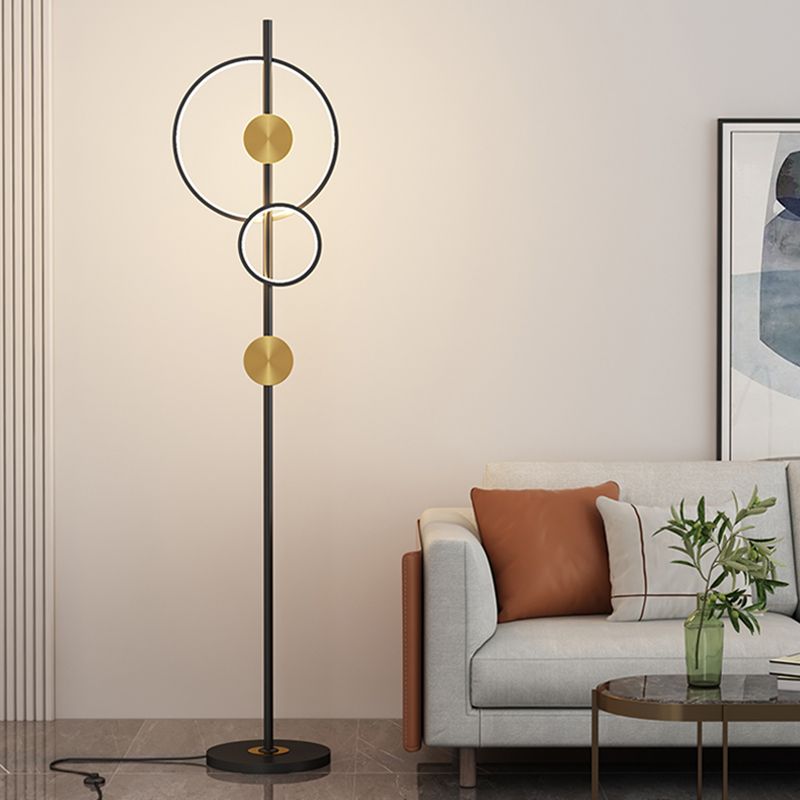 Metal Funnel Shape Floor Lamp Modern Style 2 Lights Floor Lamp Fixture in Black