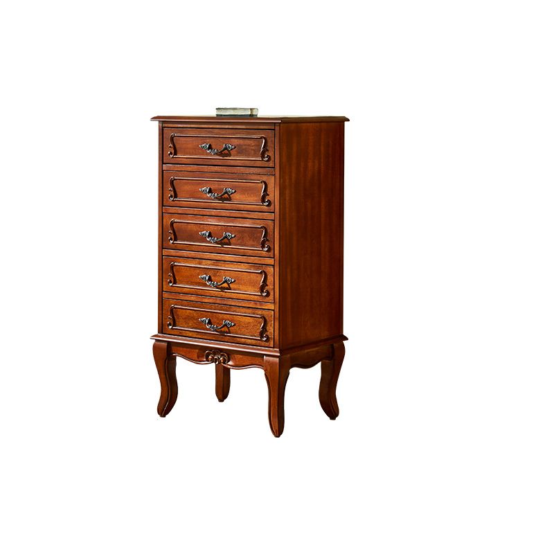 American Traditional Wood Lingerie Chest Brown Bedroom Vertical Dresser