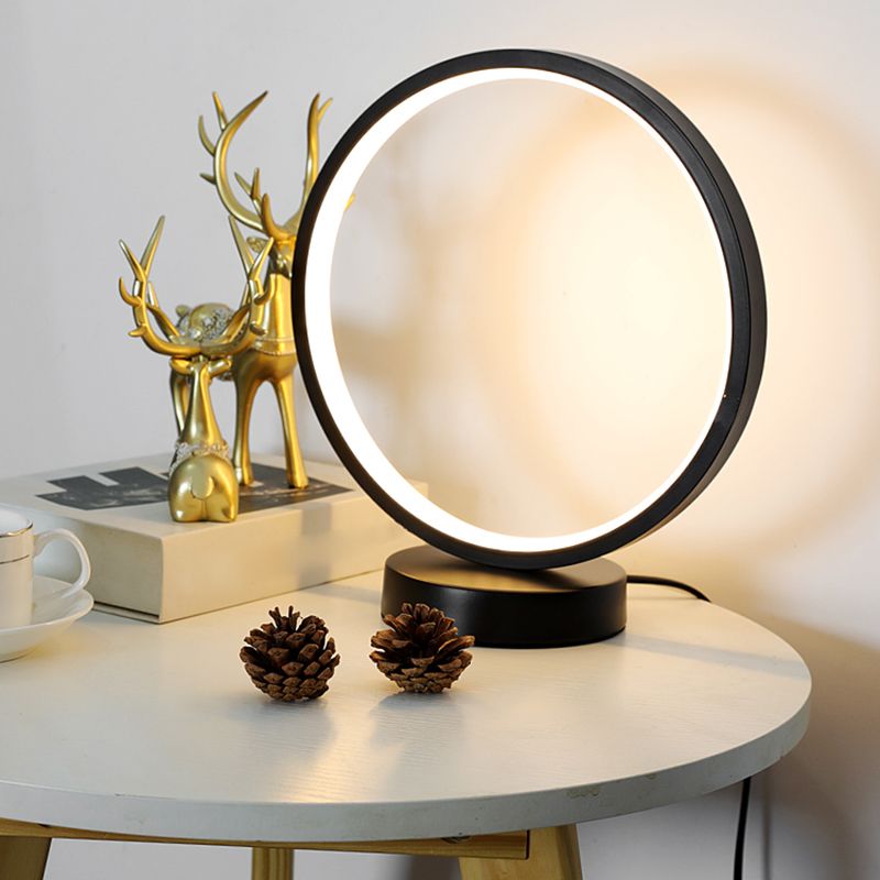 Circular LED Table Light Simple Decorative Metal Bedroom Nightstand Light