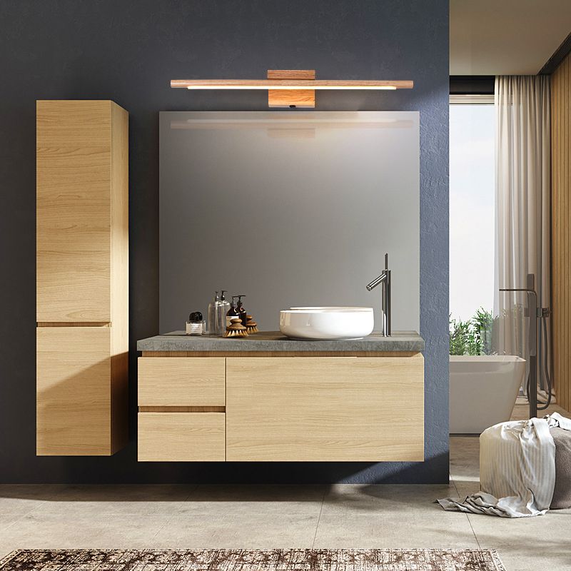 Modern Wooden Mirror Front Light LED Vanity Light with Acrylic Shade for Bathroom