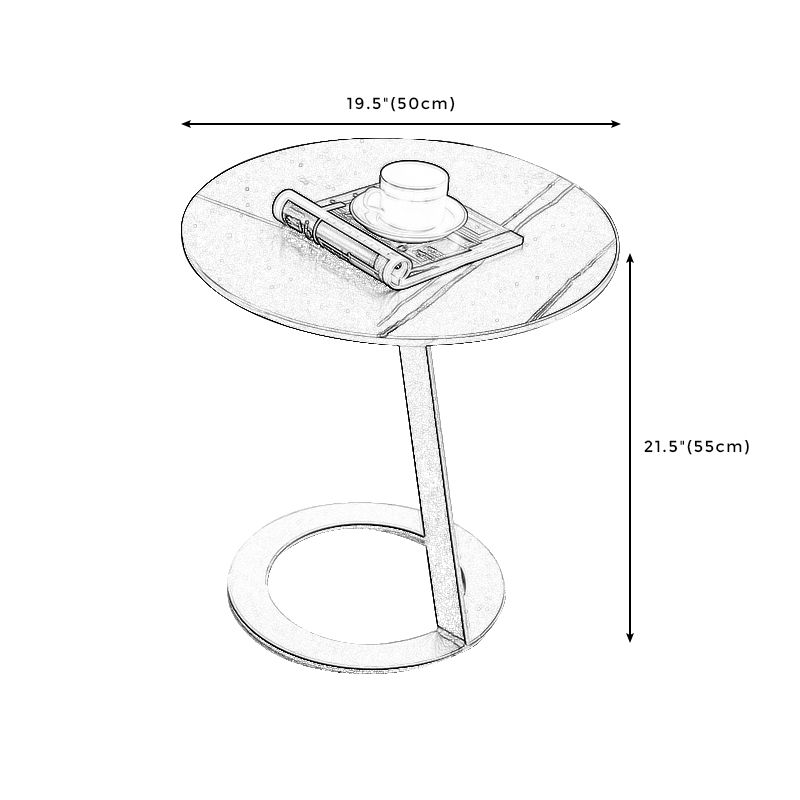 Round Stone Top Side End Table Frame Sofa Side End Table for Living Room