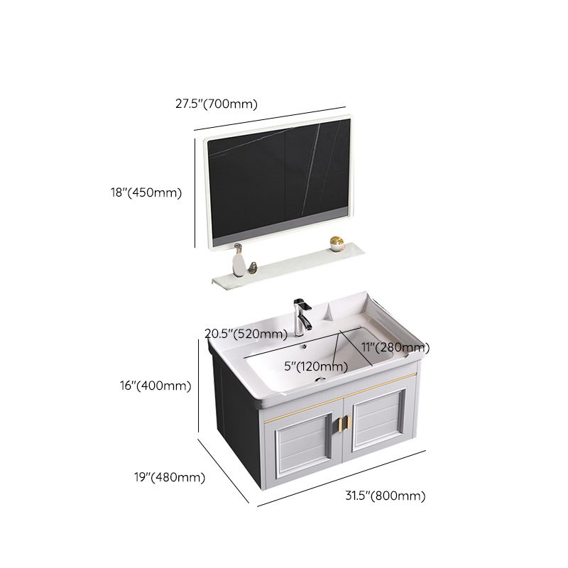 Wall Mounted Sink Vanity Contemporary Metal Bathroom Sink Vanity