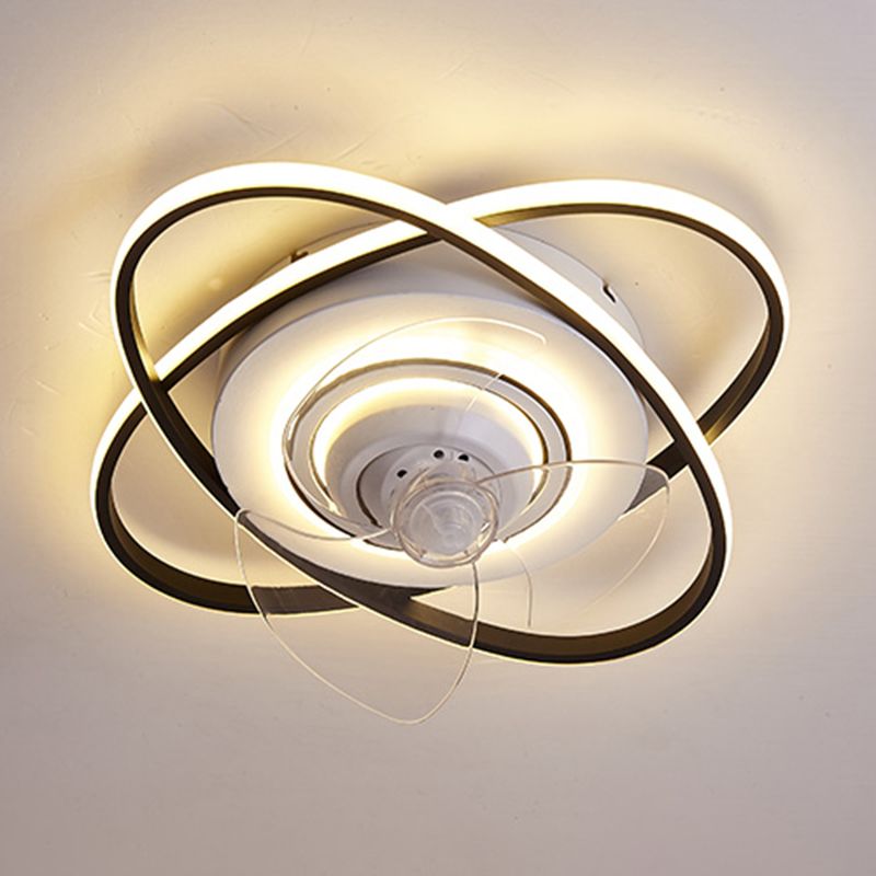 Oval LED Ceiling Fan Light Simple Ceiling Mount Lamp with Acrylic Shade for Bedroom