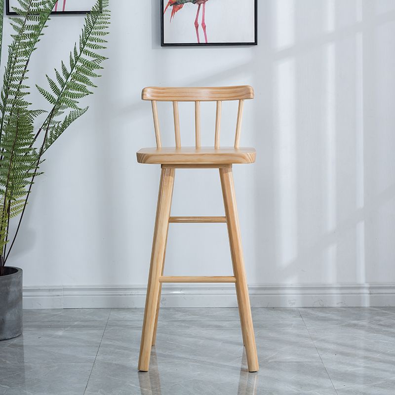 Modern Indoor Counter Stool Natural Solid Wood Square Counter Bar Stool