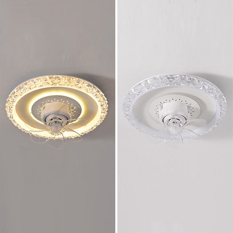 Nordic Style Round Fan Light Metal Colorful LED Flush Mount Light for Bedroom