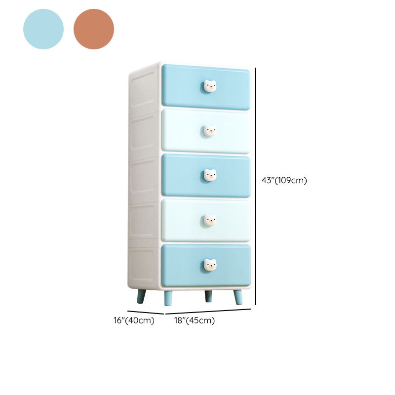 Contemporary Vertical Nursery Dresser Plastic Kids Nightstand with Drawers