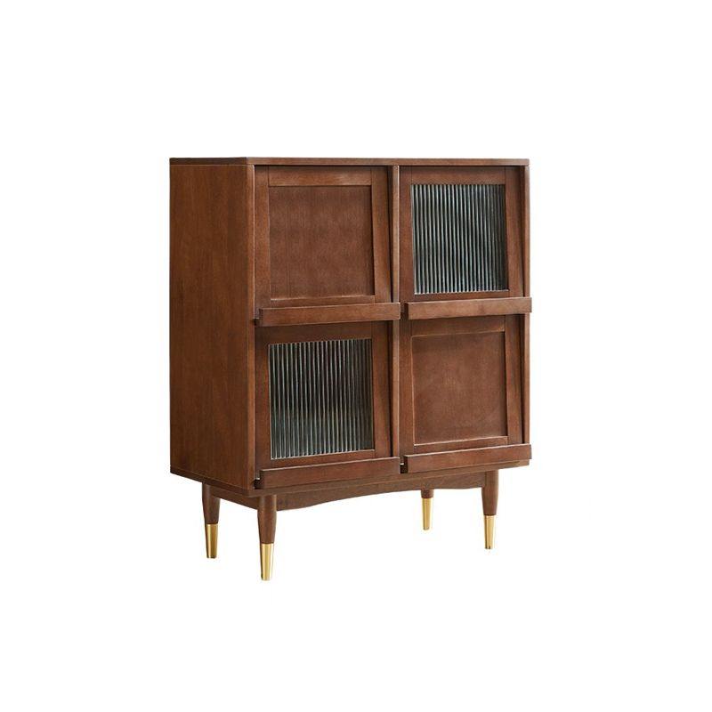 Contemporary Style Solid Wood Glass Doors Sideboard with Cabinets