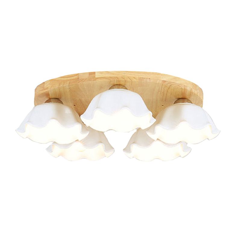 Ripples Shape Flush Light Modern Style Ceramic 3/5 Lights Flush Ceiling Light in White