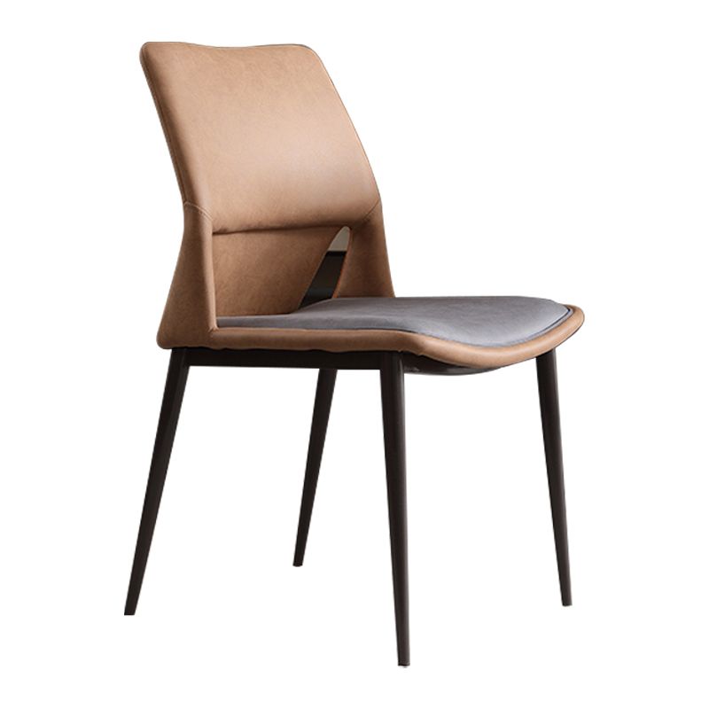 Modern Style Faux Leather Dining Chair Metal Armless Dining Chair for Restaurant Use