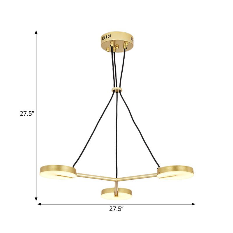 Rounded Chandelier Lighting Modernism Metal LED Gold Hanging Light Fixture for Living Room