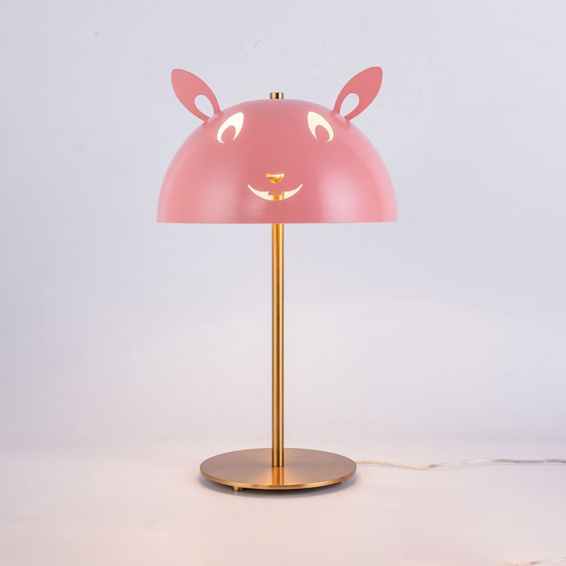 Pink Rabbit/White Panda Night Table Lamp Nordic Style Metal 1 Head Gold Nightstand Light for Bedside