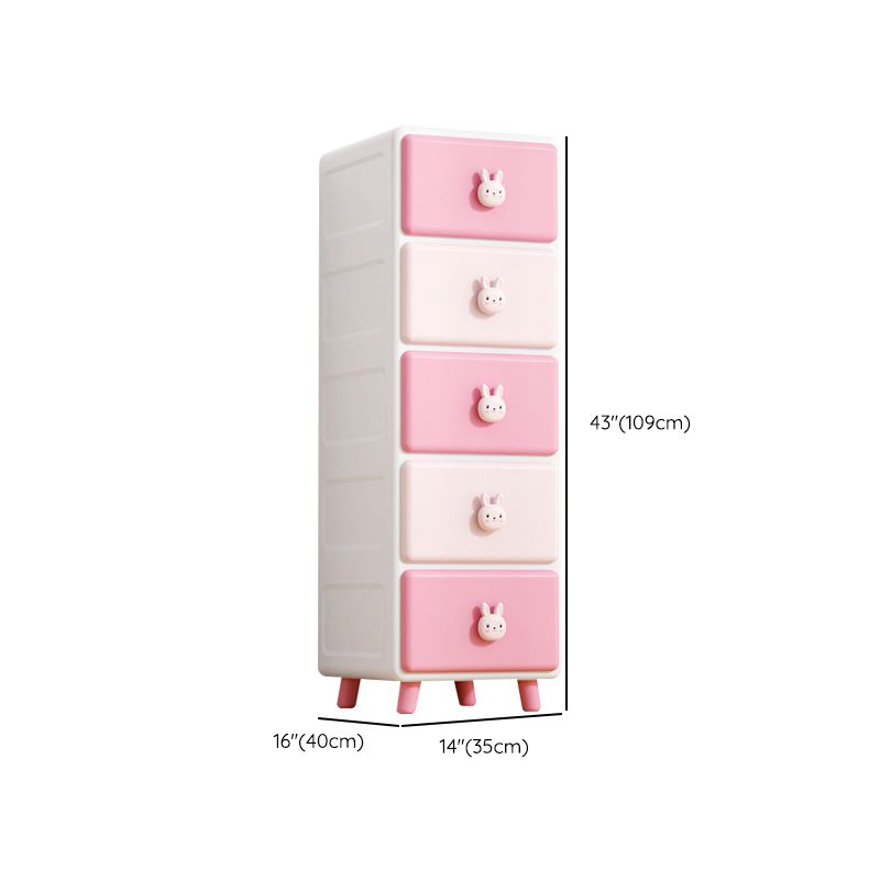 Contemporary Vertical Nursery Dresser Plastic Kids Nightstand with Drawers