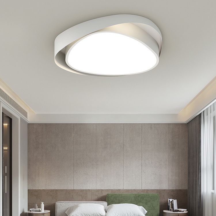 Modern LED Ceiling Light Geometric White Flush Mount Lighting for Bedroom