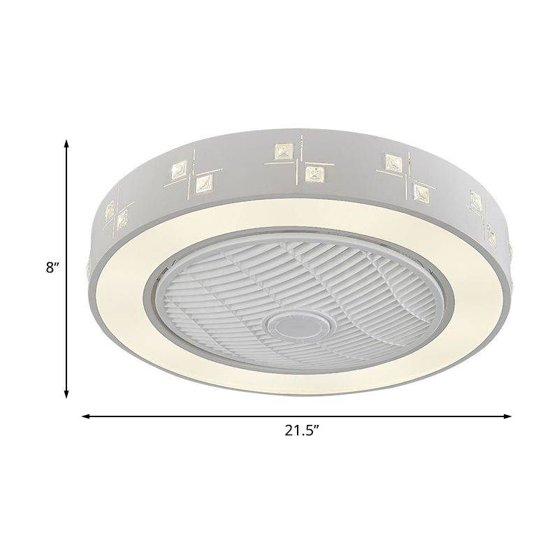 Éclairage de ventilateur linéaire / carré moderniste LED Metal Semi Flush Mount Lightture en blanc pour le salon, 21,5 "de large