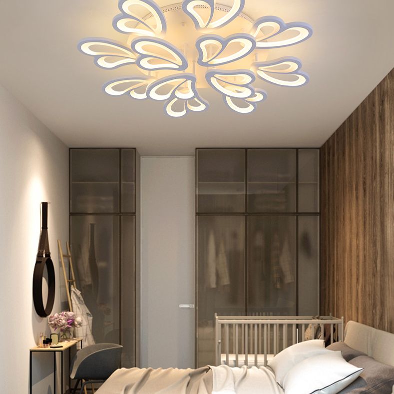 Wit Acryl -schaduw LED -plafondlicht in moderne stijl Semi Flush Lighting voor slaapkamer