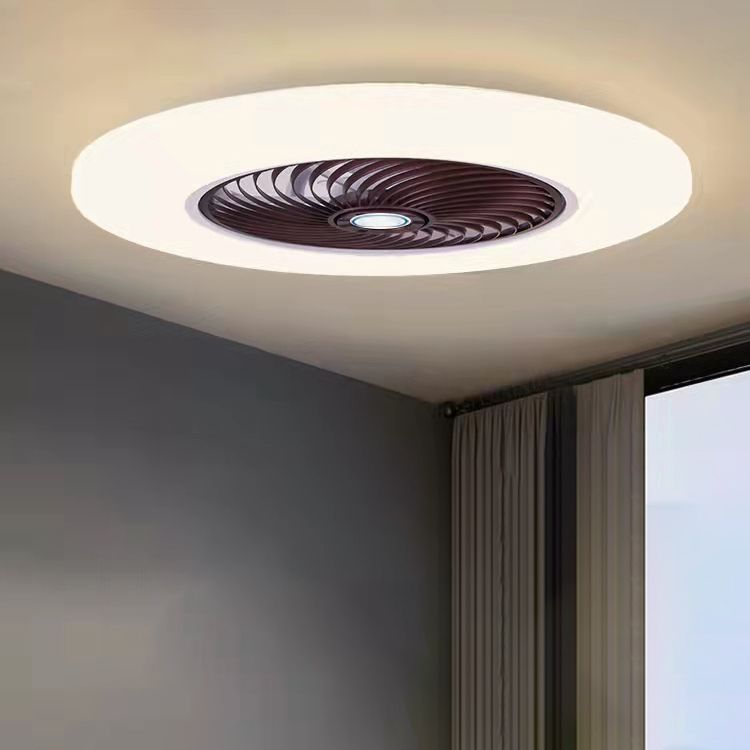 Luz de ventilador de techo LED blanco acrílico en montura de lavado de hierro de estilo conciso moderno para dormitorio