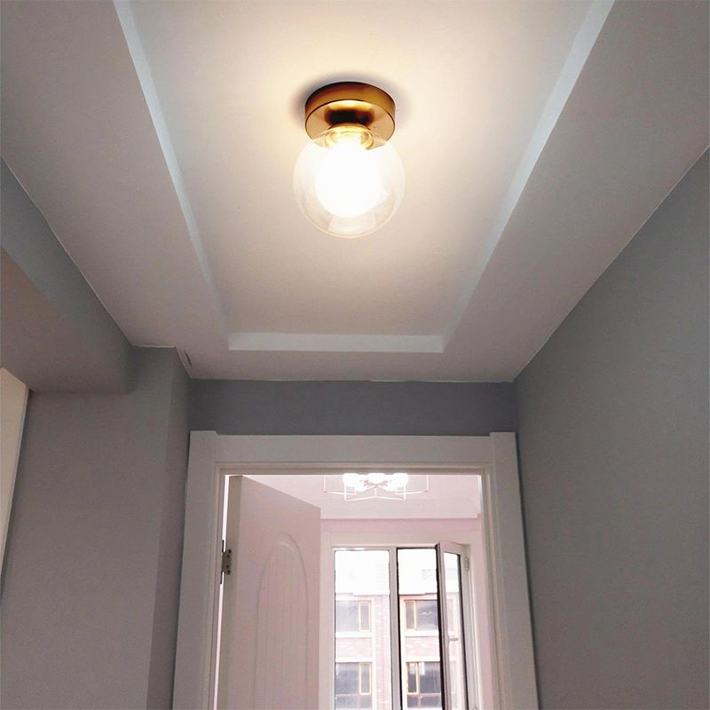 Modern Ceiling Light 1-Light Round Ceiling Mount Light with Glass Shade for Aisle