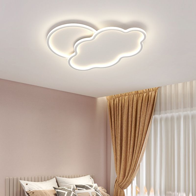 Modern LED Metal Flush Mount Cloud Shape Ceiling Light with Plastic Shade for Living Room