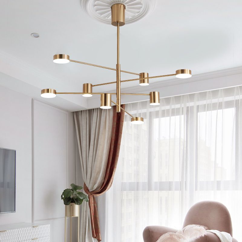 Modern Style Cylinder Shape Pendant Chandeliers Metal 8 Light Chandelier Lights