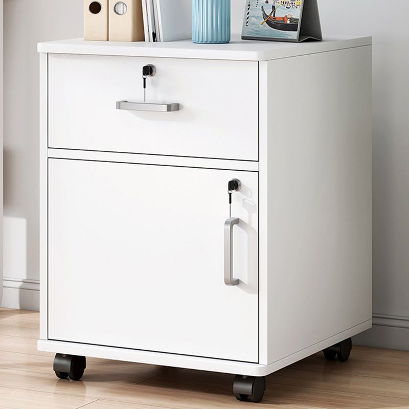 Contemporary Vertical Solid Color Drawers Castors Wood File Cabinet for Home Office