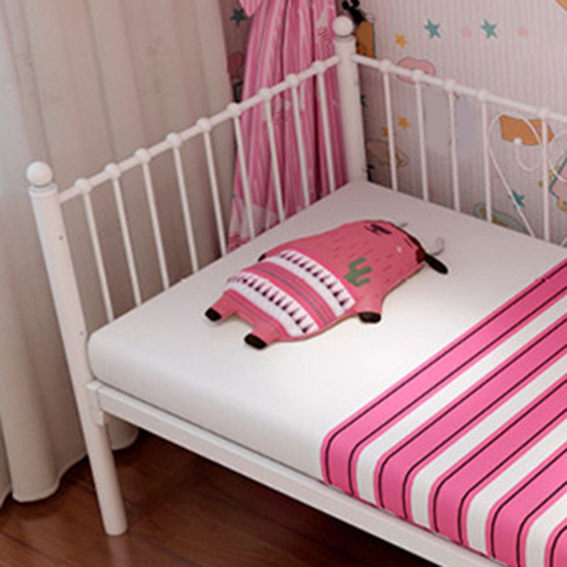 Metal Fixed Side Crib in White Mattress Included Crib with Guardrail